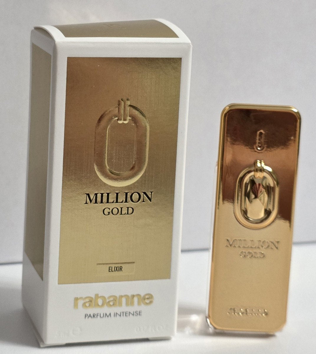 Paco Rabanne Million Gold Elixir Parfum Intense 5ml miniature for men, bold and intense masculine fragrance in a compact bottle