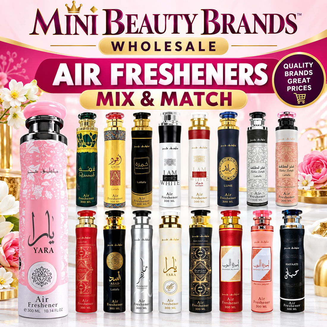 Lattafa Air Freshener 300ml – Mix & Match Arabic Fragrance Sprays | Mini Beauty Brands Wholesale