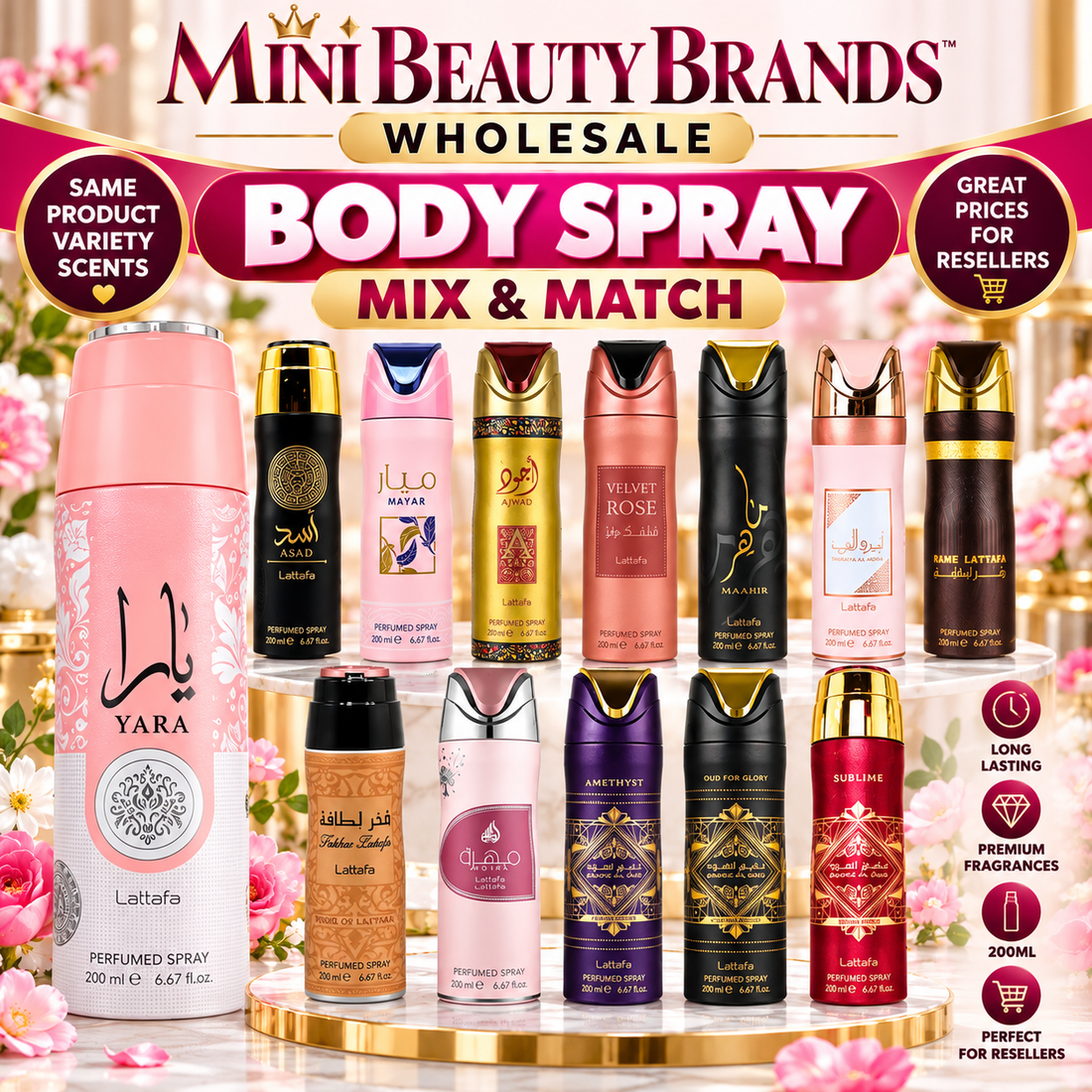 Lattafa Perfumed Body Spray 200ml – Mix & Match Assorted Fragrances | Wholesale